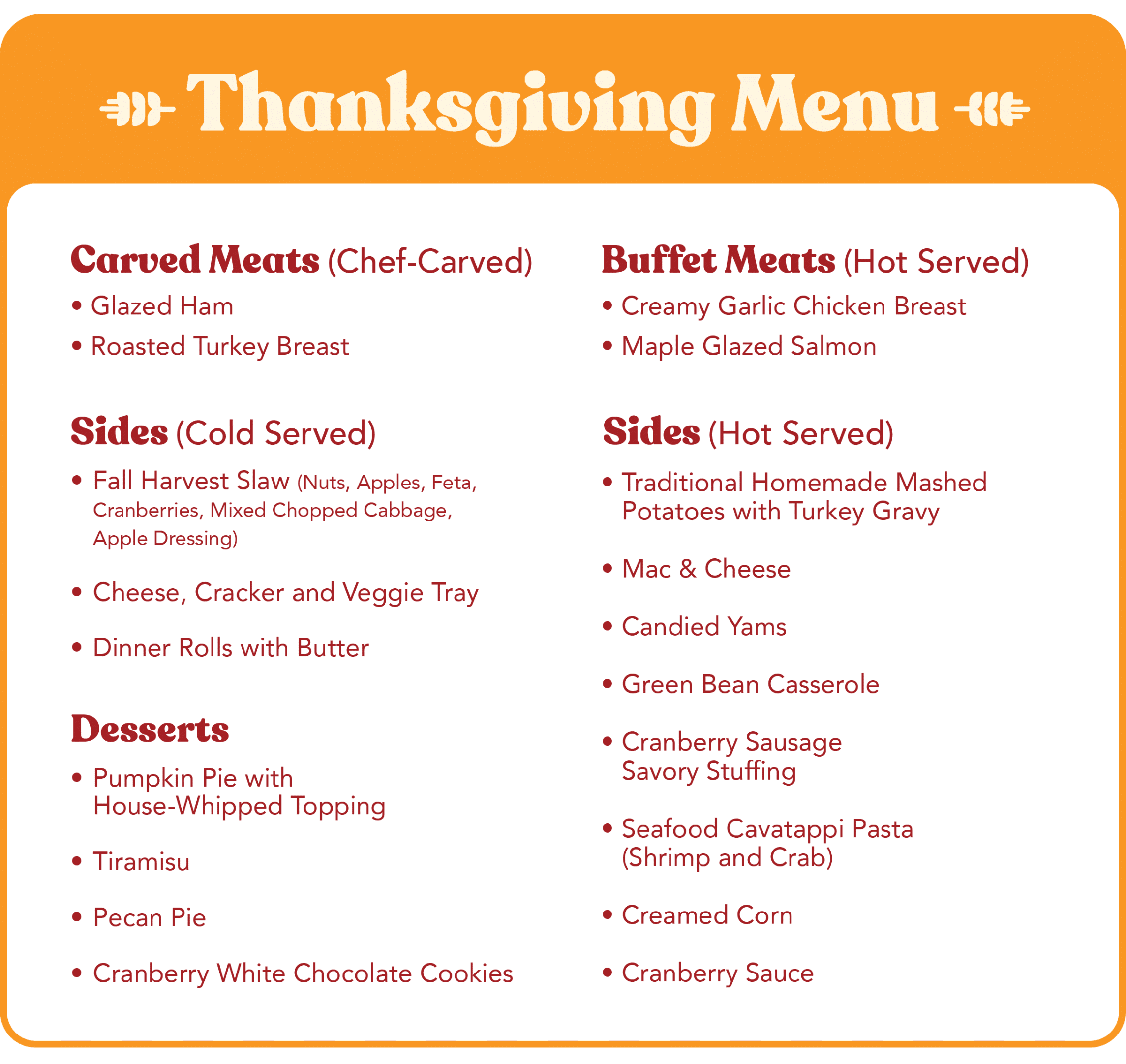 Thanksgiving Menu