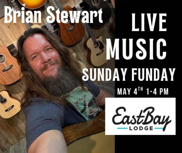 🎶 Sunday Funday at Eastbay! 🎶

Join us tomorrow for live music with Brian Stewart on the deck (or indoors if the weather plays games)!
He'll be bringing the good vibes from 1PM–4PM — the perfect Sunday soundtrack. 🍹☀️

Grab a seat, grab a drink, and soak up another amazing weekend at Eastbay Lodge!