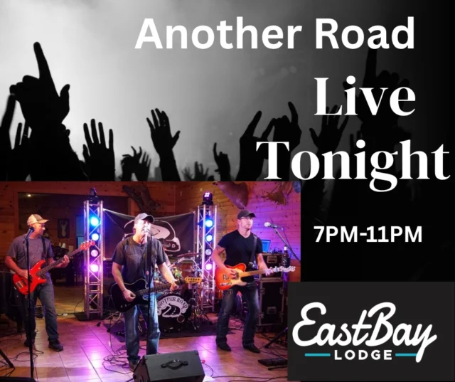 🌧️ SATURDAY UPDATE: EASTBAY – 1 | MOTHER NATURE – 0
That frigid old thing just won’t let go… but this isn’t her show.
It’s Eastbay, and we’re still throwing down.

🎸 TONIGHT: ANOTHER ROAD – LIVE INDOORS (7–11PM)
High-energy country + rock, all under one roof where it’s warm, loud, and built for a good time.
The event center is locked, loaded, and ready for a Saturday night that slaps harder than the weather ever could.
If you’re not dancing by song two, we’ll check your pulse.

🍷 COME EARLY – CRAFT BAR SERVICE FROM 4–9PM
Premium wines. Real-deal cocktails. No umbrellas, no shortcuts.
Our mixologists are behind the bar serving Eastbay-level flavor before the stage lights even hit.

🎹 TOMORROW: TOM HIPPS, NOON–4PM
Piano + vocals = the perfect Sunday Funday soundtrack.
Whether it’s the Craft Bar, dining room, or event center—we’re serving cozy vibes and cocktails without missing a beat.

🍽️ Prime rib’s on deck. Salad bar is stacked.
The energy? 🔥 Even if the weather’s cold.

#EastbayLodge #AnotherRoadLive #TomHippsLive #MotherNatureWho #CraftBarVibes #PremiumPours #MixologyMode #HolcombeStyle #RainCantStopUs #EastbayOneMotherNatureZero