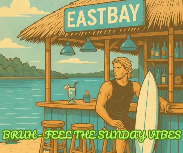 🌊 DUDE. IT’S SUNDAY. AND THE BAY IS FIRIN’. 🌴

You can feel it in the flip-flops, bro…
The sun’s up, the deck’s lit, the frozen drinks are practically winking at you.

The vibe? Absolutely nuclear.

🏄‍♂️ TODAY’S WAVE CHECK:
🎶 Jeff White LIVE | 1PM–4:30PM
Man’s smoother than a piña colada in a hurricane. Shred-level talent.
🍳 Brunch | 10AM–3PM
Eggs, bacon, maybe some questionable decisions — all served hot.
🍹 Frozen Drinks @ the Tiki
Slushier than your brain after three mango margaritas. Surf responsibly.

So slap on that tank top that hasn’t seen a washer in weeks, spike up that sun-fried hair, and cruise your way to Eastbay like it’s a mission from Neptune himself.

We’re talkin’ tropi-cool chaos, baby.
See ya at the dock. First drink’s on the wind.

#TikiVibesOnly #JeffWhiteWaveRider #FrozenFuelUp #BrunchToBar #PointBreakBay #EastbayEruption