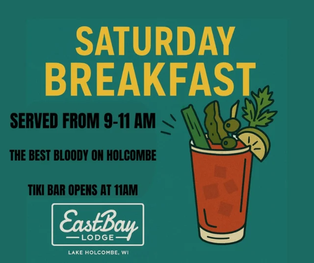 🥓 SATURDAY STARTS AT THE BAY ☀️
We rise. We fry. We pour with pride.

🍳 Breakfast 9–11 AM
• Classic weekend staples
• Bloody Marys built like boats
• Views that go better with bacon

🌴 TIKI BAR OPENS at 11 AM
Because nothing says “lake day” like a cold one by the water.

🎶 LIVE MUSIC ALL DAY LONG:
🎤 2:30 PM–11:00 PM – Non-stop lakeside sets from the outdoor stage.
From smooth vibes to full-on party mode—we’re running it back-to-back-to-back.

📍 Eastbay Lodge | Lake Holcombe
You bring the crew. We’ll bring the flavor, the tunes, and the deck that doesn’t quit.

#BreakfastAtTheBay #TikiBarSeason #LiveAtEastbay #LakeHolcombe #SaturdaySounds #BloodyMaryBrunch #LakesideVibes #MakeEastbayGreatAgain