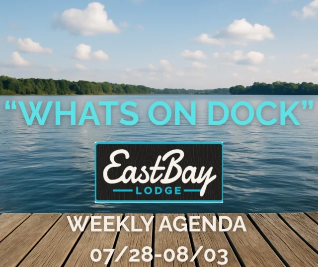 🌊 WHAT’S ON DOCK AT EASTBAY | JULY 29–AUG 4

If you’re looking for a quiet week… this ain’t it.

🕒 HOURS
Mon–Fri: Open 11AM
Sat: Open 9AM | Sun: Open 10AM
Casual dining daily ‘til 10PM
Craft bar + supper club: 4–9PM

🍳 WEEKEND BRUNCH
Sat Breakfast: 9–11AM
Sun Brunch: 10–3PM (ends Labor Day!)

🍹 TIKI BAR
Thurs–Fri: 4PM
Sat–Sun: 11AM
Dock crew on duty Thurs–Sun 🛶

🔥 SPECIALS (Start Thurs)
🍕 Shrimp Alfredo Pizza – $20
🌯 Chicken Caesar Wrap – $13
🐟 Cast Iron Salmon – $20

🎶 LIVE ENTERTAINMENT

THURS (7/31)
Abigail Mathis (5:30–8:30)
Locals Night • $12 pizzas • $3 beers
Bags @ 6:30

FRI (8/1)
7000apart (6–9PM)
🎧 Rock the Dock: DJ, Karaoke, Open Mic (9–11PM)

SAT (8/2)
Jeff White (2:30–6PM)
Madlee Band (7–11PM) 💥

SUN (8/3)
Chasing Dawn (1PM)
Live at the tiki | Chill covers + powerhouse vocals

—

🚤 Pull up.
🎤 Sing loud.
🍹 Sip cold.
This week slaps. You comin’?