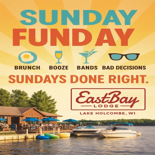 🌞 SUNDAY FUNDAY – AUGUST 3 | 1PM LAKE STAGE 🎶
If your weekend didn’t end at Eastbay, did it even happen?

Let’s be real—Sunday isn’t the end. It’s the encore.
And baby, the deck is the stage, the tiki bar is your altar, and the vibe is borderline illegal.

🎤 CHASING DAWN hits at 1PM with:
– Dawn’s vocals that could resurrect your weekend
– Hunter’s guitar smoother than your ex’s excuses
– A setlist that jumps from Johnny Cash to Gaga without blinking

You’ll laugh. You’ll cry. You’ll probably order a steak in flip-flops. We support that.

THE LINEUP (a.k.a. your excuse for joy):
🍳 Brunch that fixes regrets | 10AM–3PM
🍹 Tiki bar opens at 11 | You know what to do
🎶 Chasing Dawn LIVE | 1PM–4:30PM (bring your soul)
🥩 Craft Bar + Supper Club | 4PM–9PM (bring your appetite)
🍽️ Casual Dining | 11AM–10PM (bring your crew)
🛥️ Dock Attendants On Duty | So your boat AND your buzz are secure
🪩 Deck Will Be Poppin’ | Sunglasses advised for both fashion and judgment protection

Come alone. Come by boat. Come hungover. Come hot.
Just don’t come late.

Sunday at Eastbay hits different.
We don’t serve shame—only shots, steaks, and slightly suspect playlists.

#SundayFunday #EastbayLegendary #DeckFlex #ChasingDawn #VibeCurators #BrunchLikeYouMeanIt #TikiBarRoyalty