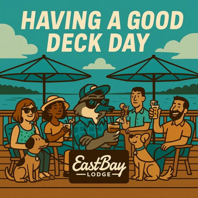 Yo, it’s Wednesday at the Bay and we’re straight vibin’—deck pops off at 11 AM for max chill. Eastbay be lit for all generations, even if the tiki bar hit snooze today.

Midweek Lineup:
• 🪑 Deck seating at 11 AM—slide in and claim your HQ
• 🧠 Trivia at 6 PM with Coach Parker (come ready to flex)
• 🍗 Sports Bar menu slaps ‘til 10 PM (wings > deadlines)
• 🍽️ Craft Bar & Supper Club runs 4–9 PM

No tiki hustle, but we’ve still got every other vibe covered. Pull up, sip slow, and make it the best “Good Deck Day” yet. 🙌🐾 #EastbayForAll #GoodDeckDay