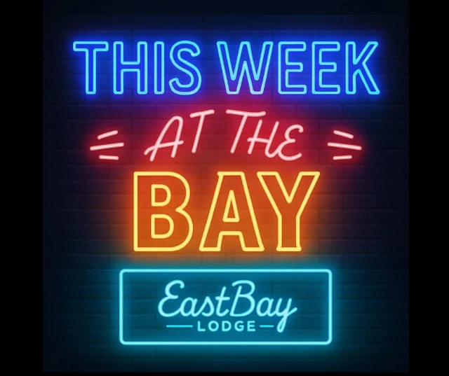 🚨 WEEK @ THE BAY: AUG 18–24 🚨
We don’t do quiet weeks anymore. This one’s loaded:

🍻 Mon–Tue → Chill. No waits. Chair’s yours.
🧠 Wed → Trivia w/ Coach Parker @ 6pm. Get smarter, win booze prizes.
🎸 Thu → #54745 Night (locals + tourists welcome). $12 pizzas. $3 beers. Bags @ 6:30. Special guest Glen Everhart lights it up @ 5:30.
🔥 Fri → Forget everything else. GUNDO hits the Eastbay stage for the FIRST time. 7pm. Full band. Full throttle. Fish fry 4–9. No “Rock the Dock”—this night belongs to Gundo. Get. Here. Early.
🤠 Sat → 2pm Dylan Martinson + Eli Locke (Midwest meets Nashville). Followed by the powerhouse Allison Dyg Duo @ 5:30. Plus Prime Rib 5–9.
🎶 Sun → Brunch 11–3. Brian Stewart @ 1. TikTok’s own Jack Willems back by demand @ 4:30.

⚡ Question is: can your liver hold up? Or your voice? Guess we’ll find out.