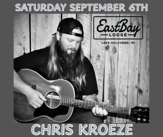 🚪 You already know we’re closed today (Sept 2) for Employee Appreciation 🚪
…but the good news? We’re working in overdrive the rest of this week to get ready for something massive. 👇

🎤 CHRIS KROEZE — LIVE at EASTBAY 🎤

📅 Saturday, September 6, 2025 | 7:00 PM
📍 Eastbay Lodge • Lake Holcombe, WI

This is the one you circle on the calendar. A full day of lake life + live music leading up to one of Wisconsin’s biggest names.

🎶 KICKING IT OFF @ 3:00 PM → THE SIXES
Two voices. Endless hits.
The Sixes bring a powerhouse mix of heartfelt originals and the throwback favorites you actually want to hear — Tom Petty, Gin Blossoms, Skynyrd, Seger, and more.

They’re the kind of act that makes the lake vibe click — and the perfect way to fire up your Saturday afternoon.

🎤 HEADLINER @ 7:00 PM → CHRIS KROEZE
Wisconsin’s own small-town superstar turned national recording artist.
From NBC’s The Voice (runner-up) to stages across the country, Chris delivers powerhouse vocals, blistering guitar, and the kind of grit that sounds like a campfire, a whiskey pour, and a Friday night rolled into one.

🔥 Last time, he blew the doors off.
This time, we’re doubling down.

🍻 The Vibe:
• Great music, all day long
• Cold drinks
• Hot food
• Lake breeze
• Good people
• No cover charge

🪑 NO TICKETS. NO BAD SEATS.
Just show up early, grab a drink, and settle in.

🏈 Football on before, after, and everywhere in between.
🎶 Lakeside stage — weather permitting.

💚💛 Eastbay is the heartbeat of Holcombe. Let’s pack it out and show Chris and The Sixes what this lake can do.