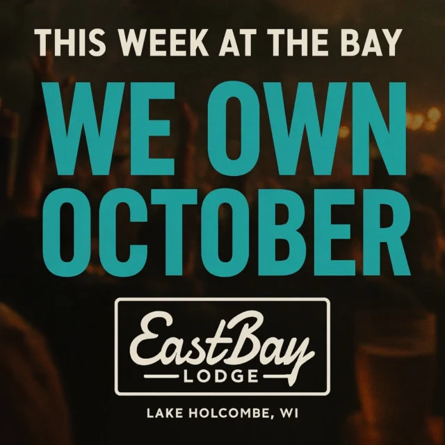🔥 This Week at The Bay | Oct 13–19

The air’s cooler, the beer’s colder, and Eastbay’s hotter than ever. 🍂
From supper club nights that feel like the glory days to tailgates that shake the shoreline — this week, the Bay is the moment.

⏰ Open Thurs–Mon | 11AM–Close
(closed Tues & Wed for the season)

🏠 Sports Bar: 11AM–10PM — Brewers, Badgers & Packers HQ
🍸 Craft Bar + Supper Club: Opens 3PM | Dinner 4–9PM
👉 Reservations: eastbayholcombe.com/reservations

🎶 Fri & Sat – Supper Club Series
Will Ulrich live — No Tracks. No Tricks. Just Timeless Music.
🍽 Fri: Famous Up North Fish Fry ($15)
🥩 Sat: Ranch Brand Prime Rib (10oz $29 | 14oz $34)
✨ Ranch Brand Meats • Handcrafted Cocktails
✨ Kurschner’s Ice Cream — the best in America (not bragging… much)

🥩 Sat 1–3PM – Barb’s Meat Raffle
Barb runs the meat, the mic, and the mayhem.
She does all things meat — all attitude, zero fluff.
Forget spooky season — the real fear is an empty freezer.
🧾 Class B License #R0046739-A-08722

🏈 Badger Fans: Game’s on if you’re loyal (and can bear to watch).
We’ve got cold drinks, hot curds, and emotional support cocktails.

☕ Sun Brunch 10–1
Waffles, omelets, carved meats, and more.
$20.95 | Kids under 12 $10.95 | Under 4 Free

🏈 Sun Tailgate – Packers vs Cardinals
🔥 Live: Another Road (1PM to Kickoff)
🎤 Murray & Coach Parker
🍔 Tailgate food + drink specials
💥 3:25PM Kickoff • Wall-to-wall energy

⚾ MLB Playoffs All Week
Every pitch. Every inning. Every TV.

Fall’s finest food, football, and feel-good chaos — all in one place.
The popovers will be waiting. 🩵

👉 eastbayholcombe.com/reservations
