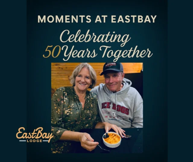 💛 50 Years. One Night. A Lifetime of Love. 💛
This weekend, a couple chose to celebrate their 50th wedding anniversary right here at Eastbay Lodge.

When you stop and think about that — five decades of love, partnership, laughter, and life — you realize something bigger than dinner happened here.

Sure, we served the food. We set the tables. We poured the drinks.
But what we really did was hold space for a memory that will live forever.

That’s why we’ll never say “it’s just food.”
Because it’s not.
It’s the moment she wore gold for the first time since her wedding day.
It’s the way he looked at her — the same way he did half a century ago.
It’s their kids and grandkids laughing at the same table.
It’s the sound of silverware and stories colliding in a place that feels like home.

That’s what Eastbay is about — the meals that mark milestones, the toasts that tell stories, the nights that become part of someone’s forever.

Here’s to 50 years of love.
And to every reason we do what we do. 🕯️

📍 Eastbay Lodge – Lake Holcombe, WI
Where it’s never just food. It’s a memory in the making.