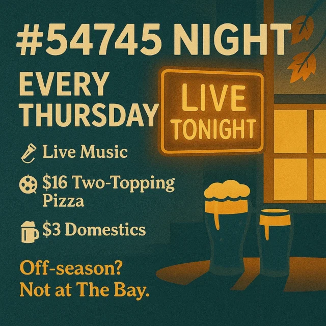 🍕 LOCALS NIGHT IS STILL A THING.

Thursday at Eastbay Lodge

Yeah, the boats are gone.
Yeah, it gets dark at 6.
And yeah… we still open our doors, fire up the ovens, and keep Holcombe alive one damn slice at a time.

🔥 Locals Night Specials
🍕 16” Two-Topping Pizza — $12
🍞 Two-Topping Flatbread — $10

No fancy menu. No tourist crowd.
Just the #54745 faithful, cold drinks, and hot pizza that hits harder than the November wind off the lake.

You don’t need summer to make memories —
just a bar that knows your name, a seat that’s still warm,
and a place where off-season feels like our season.

Thursday. Eastbay. Be there or eat gas station pizza like a rookie.

👉 eastbayholcombe.com

#LocalsNight #54745 #EatDrinkDockRepeat