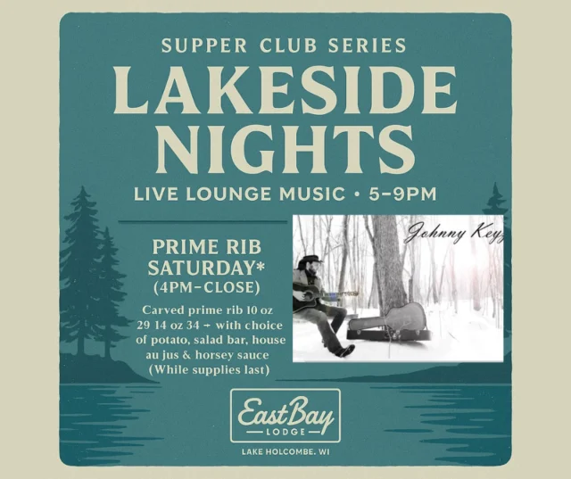 🎹 Saturday at The Bay
It’s not too late to make your night unforgettable.
✨ The Lounge Sessions ft. Johnny Keyz | 5–9 PM
Low lights. Lake vibes. Pure magic.
Johnny Keyz brings rich vocals, smooth keys, and supper-club soul to your Saturday night.
🥩 Prime Rib Feature | 5–9 PM
10 oz – $29 | 14 oz – $34
Served with your choice of potato, salad bar, au jus & horseradish cream.
🍸 Craft Cocktails All Night
🎶 Live Music 5–9 PM
The Lounge Sessions were made for moments like this.
👉 Reserve your table now: eastbayholcombe.com/reservations