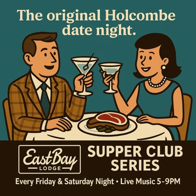 🥩 Eastbay Supper Club Series – Saturday at the Lake
Some things in Wisconsin aren’t just meals — they’re rites of passage.
Crisp salad bars stacked with local favorites.
Handmade popovers warm enough to melt butter and hearts.
Prime rib carved to perfection, the kind that makes you slow down and savor the night.
It’s all part of the Eastbay Supper Club Series, where classic Wisconsin tradition meets the glow of Lake Holcombe at sunset.
🎶 Live Music 5–9PM – Yacht Rock Dan
Tomorrow night, Dan brings the smooth sounds of the shoreline — your favorite lounge songs and easy rhythm that make time stop.
Join us for:
🥩 Carved Prime Rib
🍞 Homemade Popovers
🍸 Craft Bar Cocktails
🌅 A lakeside backdrop that can’t be beat
Let’s make memories together — the kind you’ll still be smiling about long after the last note fades across the water.
#EastbayLodge #LakeHolcombe #WisconsinSupperClub #PrimeRibNight #CraftBar #YachtRockDan #SupperClubSeries #WIRiteOfPassage