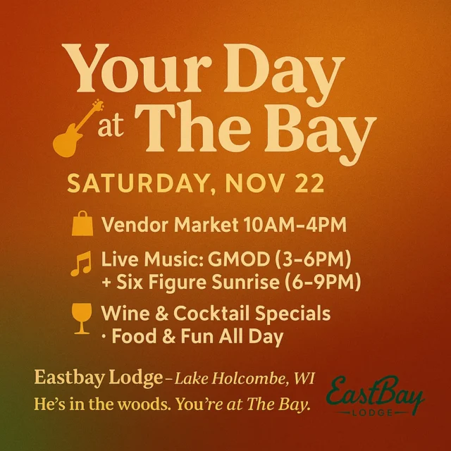 WIDOWS WEEKEND SATURDAY — LET’S RUN IT BACK 🔥

If you enjoyed last night — and judging by the crowd, the laughs, and the martini count… you definitely did — then tonight is about to be off. the. hook.

Holcombe, this is your weekend.
The woods have the men.
You have Eastbay. 💅🦌

Here’s what’s on deck for Saturday — screenshot it, send it to the group chat, or tattoo this one too:

🎉 SATURDAY — PRIME RIB, SHOPPING & POWER MOVES
🛍️ Sip & Shop: 10 AM–4 PM
🥩 Prime Rib Night: 5–9 PM (don’t miss it)
🍸 Special Curated Craft Bar Cocktails
crafted to honor the sacred sports of shopping & sipping
🎵 Live Music:
• GMOD • 3–6 PM
• Taylor & Friends (from Six Figure Sunrise) • 6–9 PM

Tonight is your “I didn’t come to play —
I came to thrive” kind of night.
Bring the crew. Bring the energy. Bring the attitude.

✨ FINAL MESSAGE FROM THE BAY:
If he’s in the woods, if the kids are with grandma, or if you just needed a 48-hour Hallmark-movie escape, we’ve got you.
Widows Weekend is about fun, friendship, finding yourself again — and maybe finding a few things to take home from Sip & Shop.

Welcome back to Widows Weekend at Eastbay Lodge.
Grab your bestie. Grab a drink.
Let’s cause just the right amount of trouble. 💅🦌💋