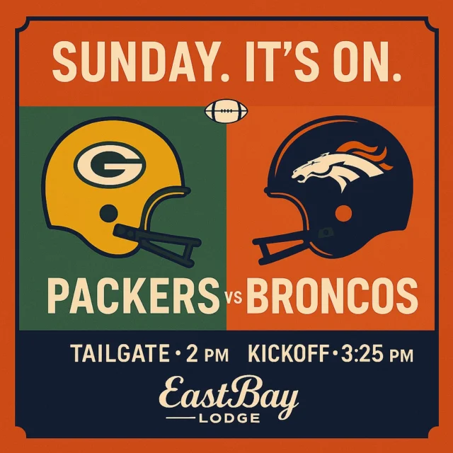 Holcombe… you feel that?
That little rumble in the distance?
Yeah — that’s Sunday warming up.

We’re dropping the official showdown details in a couple days, but here’s your warning shot:
Packers. Broncos. Tailgate. Chaos. Eastbay.

This one’s personal. This one’s loud.
And this one is absolutely going to melt whatever’s left of winter on the lake.

🕑 Tailgate at 2 PM
🏈 Kickoff at 3:25 PM
🔥 Energy: Unhinged (in the best way)

Consider this your heads up:
Sunday. It’s on.