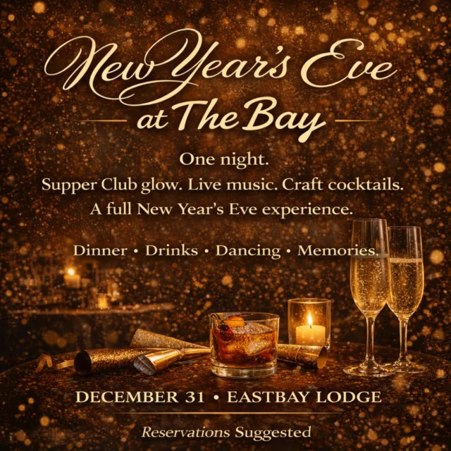 👉 Reserve now: https://www.eastbayholcombe.com/reservations/

Let’s be honest — New Year’s Eve plans don’t get better than this.
And yes… we’re filling fast.

New Year’s Eve at the Bay starts at 4PM and builds all night long.

✨ Supper Club
A one-night-only New Year’s Eve dining menu
Supper Club dining served until 9PM

🍸 Craft Bar
Crafting all night — cocktails done right, premium wines, spirits that deserve a toast (or two)

🍔 Sports Bar
Open at 4PM
Full menu served until 10PM

🎶 The Legendary Dweebs
Take the stage 9PM–1AM
Big energy. Zero warm-up.
We’re not easing into 2026 — we’re bringing the house down.

🥂 Special toasts
🔥 A few roasts
👀 Spoiler alert: this night gets talked about

This is the kind of New Year’s Eve people wish they had planned sooner.

👉 Tables are going fast — reserve here:
https://www.eastbayholcombe.com/reservations/

New Year’s Eve. Eastbay Lodge.
You already know where you’re going.