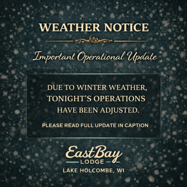 🔥 WE ARE OPEN TONIGHT AS SCHEDULED 🔥
⚠️ Please read for important details below ⬇️

✅ All EastBay operations are OPEN tonight
🍕 Locals Night specials are ON
🍺 Bar open • 🍽️ Kitchen hot • 🔥 Fire lit
💪 Our team is resilient, ready, and excited to serve

🌨️ WEATHER UPDATE:
🎶 The Teccas will NOT be performing tonight
📅 They WILL be rescheduled for a later date
🤍 This decision was made in the spirit of safety for our guests & team

🕰️ WHAT TO EXPECT TONIGHT:
✔️ We plan to remain open for regular posted hours
⚠️ If conditions deteriorate rapidly, EastBay may close earlier than scheduled
📣 Any changes will be communicated immediately

🥂 Whether you’re celebrating something special
🤝 Or just gathering with your people
🔥 We’re planning to ride it out with you as long as weather allows

🚗 Drive smart • 🧤 Bundle up • ❤️ Community first
If you make it out — we’ll be here.

#54745 #LocalsNight #EastBayStrong #OpenAsScheduled #CommunityFirst