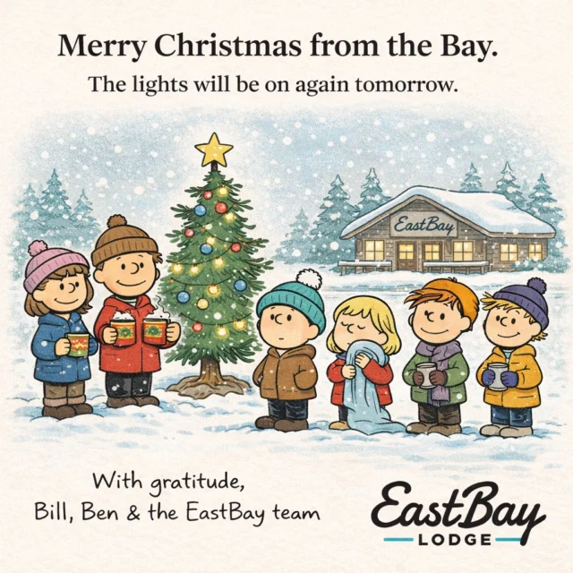 Merry Christmas from our family to yours. 🤍

This Christmas is a special one for us.

It’s our first Christmas as the stewards of Eastbay Lodge — a place that has meant so much to so many people for so many years. And as we reflect on this season, what we feel most is gratitude.

Gratitude for the incredible team who pour their hearts into this place every day.
Gratitude for a community that welcomed us with open arms and trusted us with something deeply meaningful.
And gratitude for the opportunity to care for, protect, and continue the tradition of a place that brings people together.

Eastbay isn’t just a building.
It’s where stories are shared, milestones are celebrated, and memories are made. We don’t take that responsibility lightly — and we never will.

Our hope this season is simple: that you feel the love we have for this place, for our team, and for each and every one of you who walks through these doors.

From the bottom of our hearts, thank you for being part of this journey with us.

Wishing you a warm, peaceful Christmas surrounded by the people and moments that matter most.

With gratitude,
Bill & Ben
