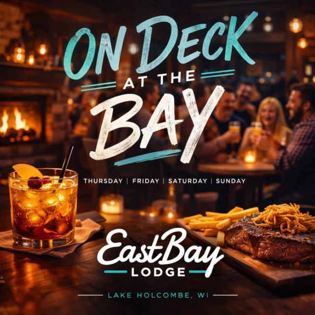This week at the Bay is shaping up to be a good one.

If you’ve been looking for an excuse to get out of the house… here it is.

Thursday – #54745 Locals Night
The night we stubbornly kept alive all winter for the locals.

We open at 4PM (Thursday hours until Memorial Day weekend) with both the Sports Bar and Supper Club menus.

Locals Night specials start at 5:30PM:
$3 Domestics
$4 Seltzers
$5 House Wines
$12 Two-Topping 16" Pizzas
$10 Two-Topping Flatbreads

And this week John Gay is playing live, which means Thursday might accidentally turn into a real night out.

Friday – Wisconsin Fish Fry
Sports Bar opens 11AM. Supper Club Craft Bar opens 4PM.

From 4–9PM it’s our beer-battered Walleye or Cod with potato, slaw, lemon & tartar.

Not feeling fish? No problem — the full Supper Club menu and craft bar menu are served Friday night too.

Will Ulrich brings the piano lounge vibes 5–9PM while everyone insists they’re “just stopping in for one.”

Saturday – Eastbay Live
Our Eastbay Live vocal competition is SOLD OUT, so the building will be buzzing.

The Sports Bar opens at 11AM, and from 4–9PM we’ll serve the Supper Club menu and Prime Rib in the Sports Bar.

The Supper Club dining room will be closed for the event, and both menus will be served to walk-in traffic in the bar.

(Quick heads up: no salad bar Saturday night, but it’s available as a side with Supper Club selections.)

Sunday – Reset at the Bay
Sports Bar opens 11AM, and beginning at 4PM the Supper Club menu is served in the Sports Bar.

Slow Sundays. Good food. The Bay.

If dinner’s in your plans, grab a table here:
https://www.eastbayholcombe.com/reservations/

👇 What’s your move this weekend at the Bay…
Locals Night, Fish Fry, Prime Rib, or Sunday Reset?

See you at the Bay. 🍻