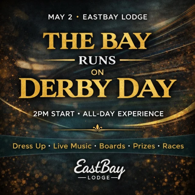 May 2.
It’s not just the Derby… it’s what happens before it.

The Bay runs all day—music, boards, races, drinks, and a crowd that shows up ready.

You can dress like Churchill Downs…
or roll in with your Eastbay hoodie.

Either way—be here early.

The Bay Runs on Derby Day.

👉https://www.facebook.com/share/18Ps9PttZL/