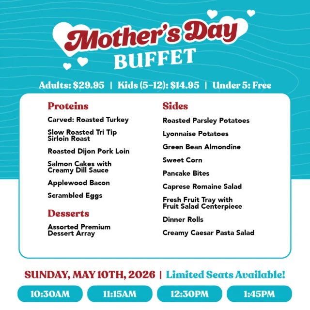 🌸 Mother’s Day at the Bay 🌸
Let’s not kid ourselves…
Mom absolutely has a favorite.

And right now?
…it might not be you. 😏

Here’s a little restaurant science:
Every year, everyone waits until the last two weeks…
then it’s full-blown chaos—no reservations, long waits, and someone in your group saying
“everywhere is booked.”

Yeah… no kidding.

Or… you could get ahead of it, lock this in early, and quietly take the lead in the family rankings.

This Sunday, May 10th, do it right.
Bring her to Eastbay and let us handle the rest like professionals.

🍽️ And no—this isn’t some sad continental situation:

Carved & Featured
Roasted Turkey • Slow-Roasted Tri Tip • Dijon Pork Loin • Salmon Cakes

Brunch Favorites
Applewood Bacon • Scrambled Eggs • Pancake Bites

Sides & Fresh
Roasted Potatoes • Green Beans • Sweet Corn
Caprese Salad • Caesar Pasta Salad • Fresh Fruit

Desserts
Relax… we’re not sending you home without those.

🥂 Why Mom wins here:
• Complimentary mimosa
• A flower for her
• Family photos (documented proof you showed up big this year)

🎶 Live Music 1:00–5:00 PM
Kim & Paige bringing the kind of vibe Mom actually approves of

⏰ Seating Times:
10:30 | 11:15 | 12:30 | 1:45

💲 $29.95 Adults | $14.95 Kids | Under 5 Free

⚠️ Let’s make this real simple:
You can wing Mother’s Day…
or you can be the one she talks about later.

👉 Make the reservation
👉 Secure the table
👉 Become the favorite

https://www.eastbayholcombe.com/mothers-day/

💬 Do it for Momma… or watch your sibling take the crown.