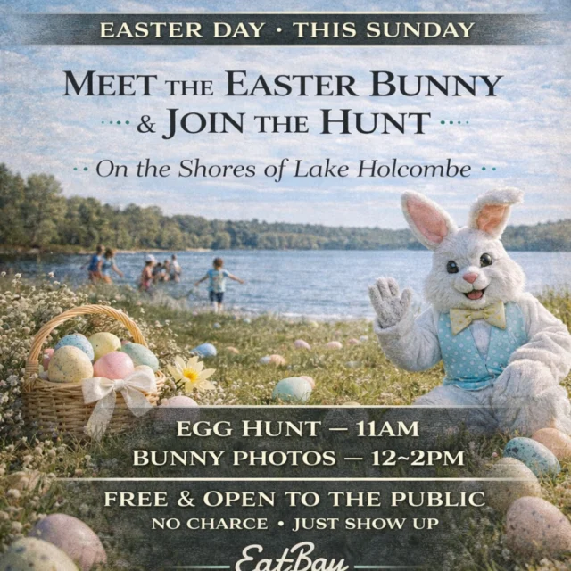 Tomorrow.

Easter at the Bay hits the shoreline.

🐣 Easter Egg Hunt — 11AM
📸 Meet the Easter Bunny & Photos — 12–2PM

Completely free and open to the public—just show up and enjoy it with your family.

🍽️ Walk-in buffet in the Sports Bar 10:30AM–3PM
🍔 Full Sports Bar menu starting at 3PM

No reservations. No stress. Just good food, good people, and a day that feels like Easter should.

Bring the kids. Bring your people.
This is one of those days you don’t want to miss.

See you at the Bay. 🌅
#54745