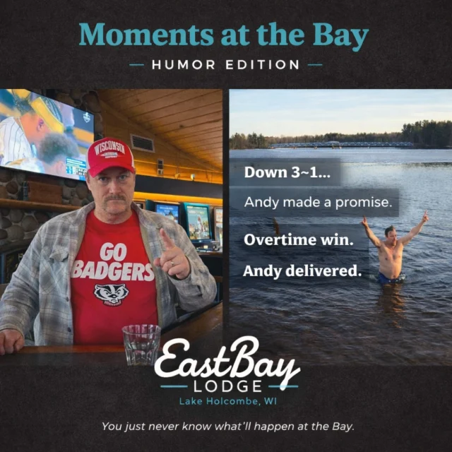 When the Badgers were down 3–1…
Andy Yakesh got a little emotional.

And like most emotional decisions…
he said something he probably shouldn’t have.

“If they win… I’m jumping in.”

Well…

Overtime hits.
Comeback complete.
Badgers win.

And just like that—
Andy Yakesh is in the lake.

Fully committed. Zero hesitation. Questionable temperature.

😂

No humans were injured in this shenanigan.
Pride? That’s still under review.

And that right there is the Bay.

Not just a place to watch the game—
a place where the game turns into a story…
and the story turns into something you’ll talk about all summer.

👇
Come for the game.
Stay for whatever happens next.