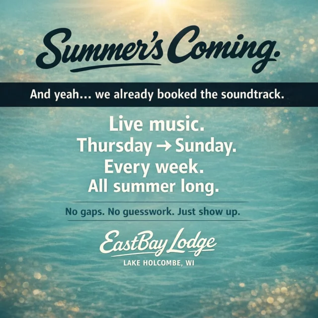 Summer’s coming… and yeah — we already booked the soundtrack.

Not for a weekend.
Not for a few shows.

👉 Memorial Day → Labor Day

Holcombe brings live music.
We just made sure it shows up every single weekend.

🎶 Thursday → Sunday
Every week.
All summer long.

From day drinking…
to deckside dining…
to tiki bar vibes…

👉 we’ve got you covered from darty to dusk.

And when the band wraps?

We don’t.

🎤 ROCK THE DOCK
Every Friday night — in the sports bar
Karaoke + DJ Chris + Karafun

Because some nights aren’t built to end early.

🔥 The region’s hottest bands
🎸 The widest mix of talent
📍 One place you can count on — all summer

So when someone asks,
“what are we doing this weekend?”

You’ve got the answer…
all the way through Labor Day.