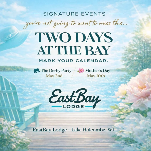 We don’t ease into spring at Eastbay.
We open it up with two days that matter.

🐎 The Derby Party — May 2
This one gets loud.
Live music, the biggest horse race game on the lake, and a full lodge takeover.

If you’ve been, you’re already planning on it.
If you haven’t… this is your entry point.

Get all the details here:
https://www.facebook.com/share/17RzA8Tqfo/

🌸 Mother’s Day Buffet — May 10
Different pace. Same standard.

A full buffet, great setting, and a day that actually feels like something.
No shortcuts on this one.

👉 Seats will fill. They always do.

Reserve here:
https://www.eastbayholcombe.com/mothers-day/

Two completely different days.
Both worth showing up for.

📍 Eastbay Lodge – Lake Holcombe