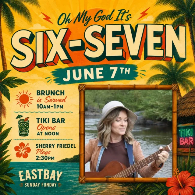 There are normal Sundays...

…and then there’s Six-Seven.

We don’t know who started it.
We don’t know why it feels different.
We just know… it hits.

June 7th lands on a Sunday this year, which basically means Lake Holcombe has no choice but to show off.

☀️ Brunch starts it right (10AM–1PM)

🍹 Tiki Bar opens at Noon

🎶 Sherry Friedel takes the stage at 2:30PM

🚤 Boats rolling in

🌊 The deck buzzing

🍺 Cold drinks flowing

😎 That energy that says, “We’ll head out soon.”

(You won't.)

This isn’t one of those "maybe we'll swing by" days.

This is a cancel-your-light-responsibilities, text-the-group-chat, put-on-your-sunglasses-and-see-where-the-day-goes kind of Sunday.

You know the ones.

One drink turns into a story.

The story turns into a memory.

The memory turns into a photo somebody tags you in on Tuesday.

And suddenly it's 7PM and nobody has asked what time it is for hours.

We're not overhyping it.

We're just giving you fair warning.

☀️ Sunshine.
🍹 Tiki drinks.
🎶 Live music.
🚤 Lake life.

Six-Seven at The Bay.

Yeah...

This one's gonna be a problem.
📍 Eastbay Lodge – Lake Holcombe