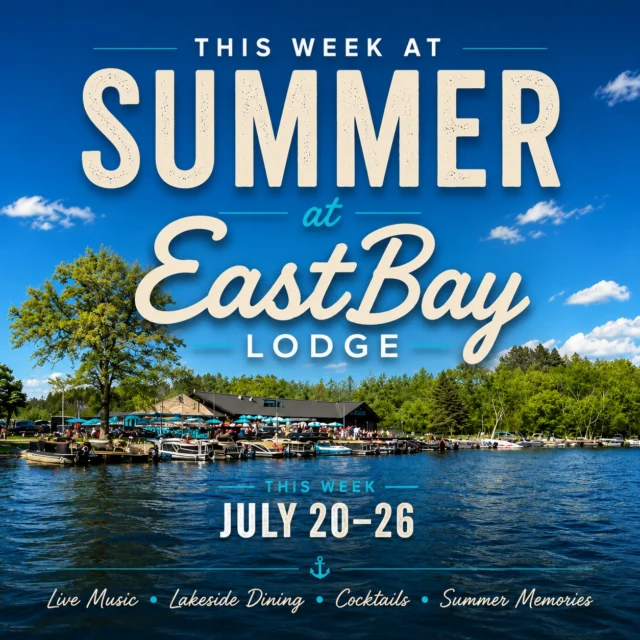 Another week of summer is here... and before we tell you what's happening, we just want to say thank you. ❤️

2026 has been an incredible year at Eastbay, and it's because of all of you.

Whether you've stopped in for dinner, spent an afternoon on the docks, listened to live music, camped with us, brought your family for brunch, celebrated with friends, or simply shared Eastbay with someone else... you've helped build something pretty special here on Lake Holcombe.

From the bottom of our hearts, thank you. Our entire team is grateful for the support, encouragement, and memories you've helped create all season long.

As our way of saying thanks, we've put together another HUGE weekend of live music, activities, amazing food, lakeside fun, and summer memories.

🎶 Seven live performances all weekend featuring Jeff White, 30 Minute Difference, Bad Apple Entertainment, EMMK, Leather Mustang, Rich Schroeder, and the Micah Uttech Duo.

🎧 Friday night also means Rock the Dock! Join us at 9:30 PM in the Sports Bar as the music keeps rolling long after the lakeside stage wraps up.

🍕 Thursday is #54745 Night with pizza, flatbread, and drink specials after 5 PM.

🐟 Friday is our famous Wisconsin Fish Fry featuring beer-battered walleye and cod.

🍳 Sunday Brunch returns with the waffle bar, omelet bar, carved meats, fresh favorites, and all the reasons to stay just a little longer.

📣 A quick Saturday note: Our Sports Bar, Sports Bar Menu, outdoor decks, Tiki Bar, and live music will all be open as usual. The Supper Club will be reserved for a private event Saturday evening, so regular Supper Club dining will resume on Sunday.

🍹 Whether you're stopping in for lunch, relaxing by the lake, enjoying live music, or spending the entire weekend with us, we're honored to be part of your summer.

Thank you for making Eastbay such a special place in 2026. We never take your support for granted, and we can't wait to see you again this week.

We'll see you at the lake.

— Your Eastbay Family 🌊