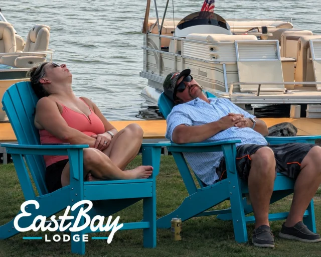 We may have taken “relax at the lake” a little too seriously. 😂

Sometimes the best review isn't five stars.

Sometimes it's two Adirondack chairs on Lake Holcombe, your feet up, your eyes closed, and absolutely not a care in the world.

Eastbay Lodge. Apparently we're exhausting. 😂

But in all seriousness, this picture made us smile.

When we dreamed about what Eastbay could become, it was never just about building a restaurant, a bar, a campground, or a place to hear live music.

We wanted to build a place people wanted to be.

A place where you could pull up by boat, grab something to eat, listen to some music, laugh with your friends, watch the lake go by — and maybe forget for a little while that there's anywhere else you're supposed to be.

Yesterday, in the middle of another busy summer weekend, somebody captured this picture.

No posing. No promotion. No planning.

Just two people sitting by the water who apparently got VERY comfortable. 😂

And maybe that's what we love most about it.

Eastbay has become a lot of things in a pretty short amount of time. But underneath all the events, music, food and craziness, we hope it always feels like your place at the lake.

A place to make memories.

A place to slow down.

And apparently…

a pretty damn good place for a nap. 😂❤️

Thanks for spending your summer with us.

We'll keep the Adirondacks ready.